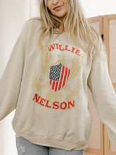 Load image into Gallery viewer, Willie Nelson Eagle Shield Sand Thrifted Graphic Sweatshirt
