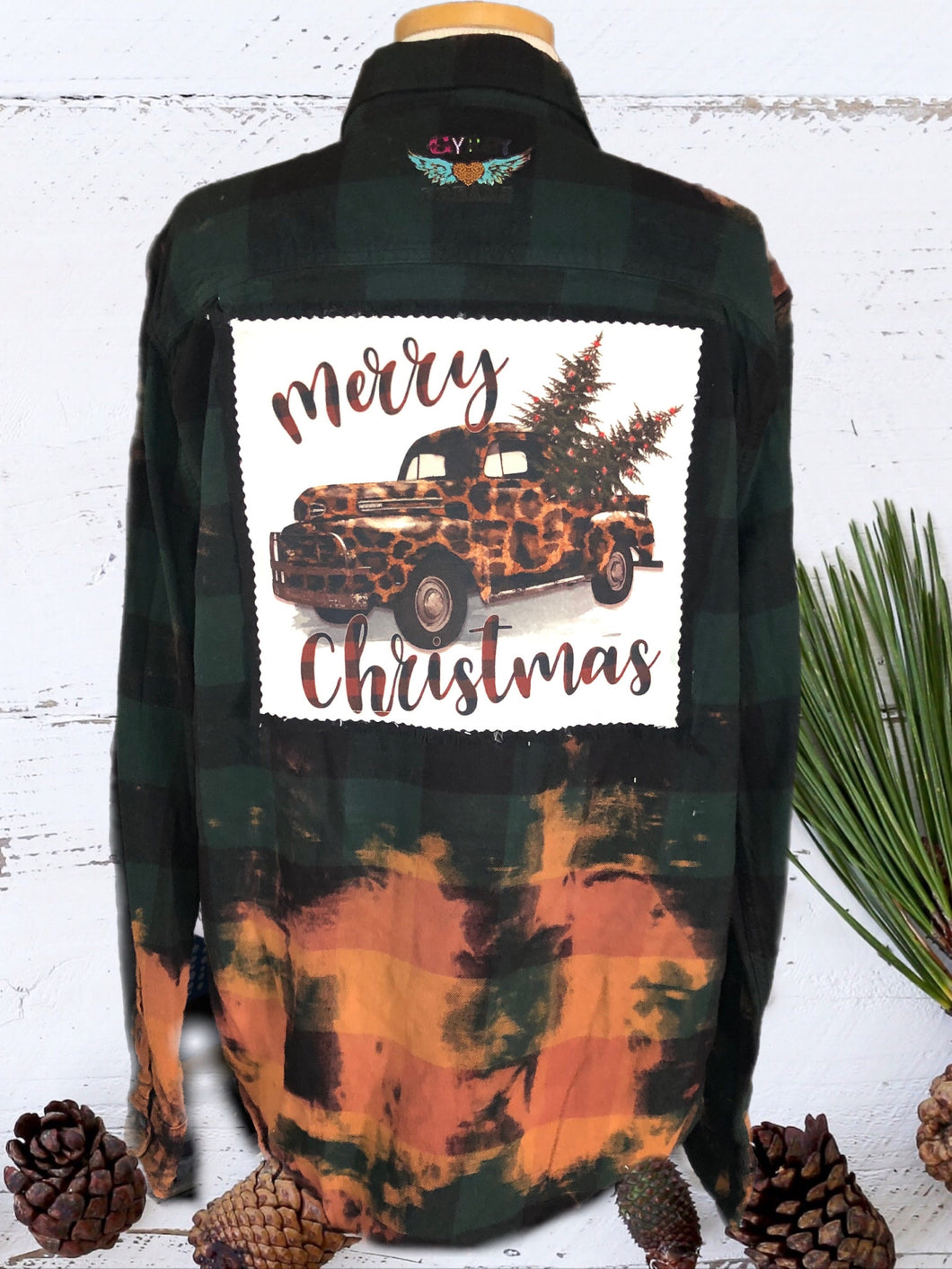 Merry Christmas Vintage Truck Flannel